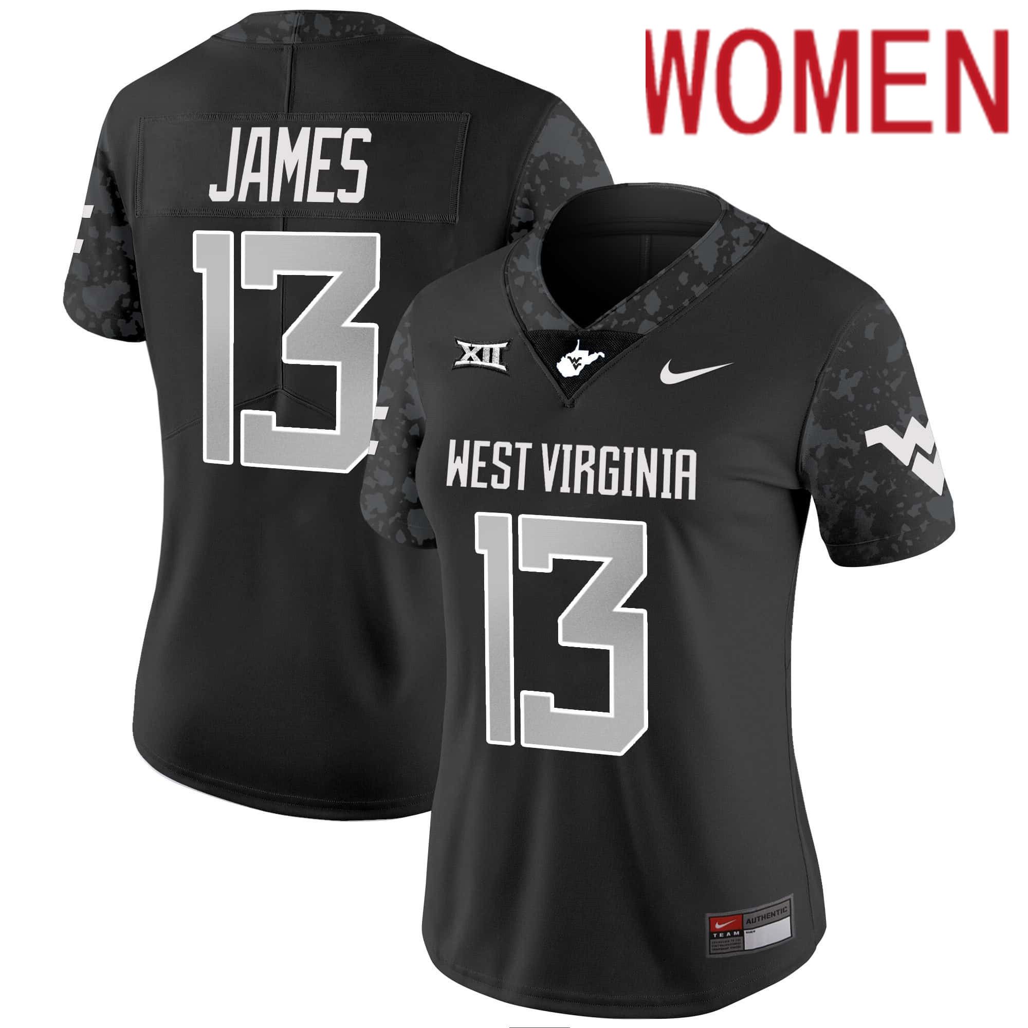Women West Virginia Mountaineers #13 James Black 2024 Nike Vapor Limited NCAA Jersey->women nfl jersey->Women Jersey